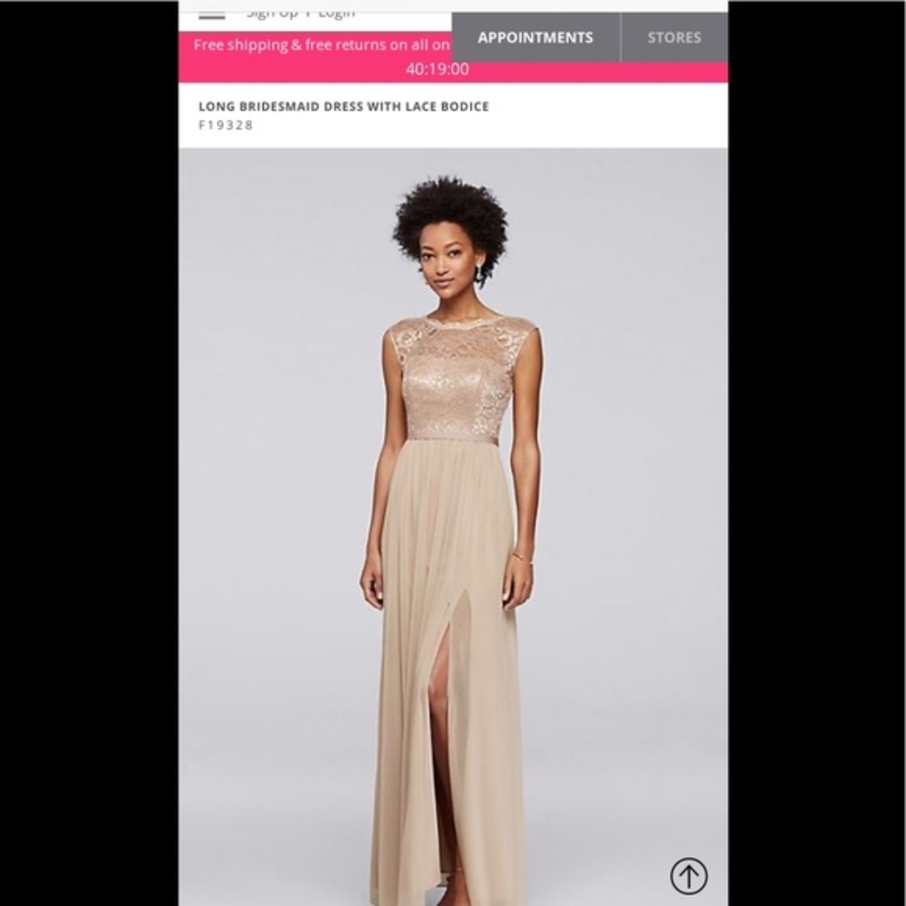 Davids Bridesmaid Dress F19328 Gold Metallic